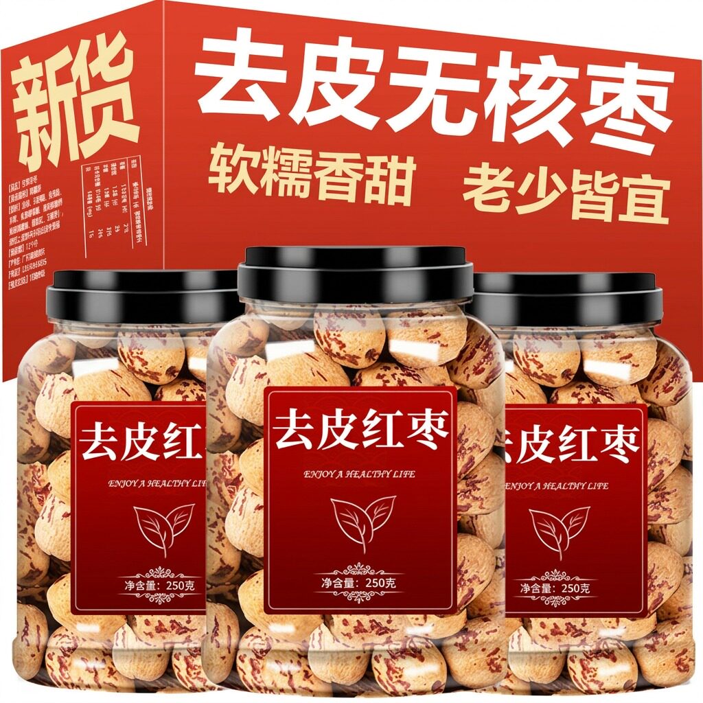 新疆去皮去核红枣特产若羌灰枣新货500克无核即食煲汤官方旗舰店