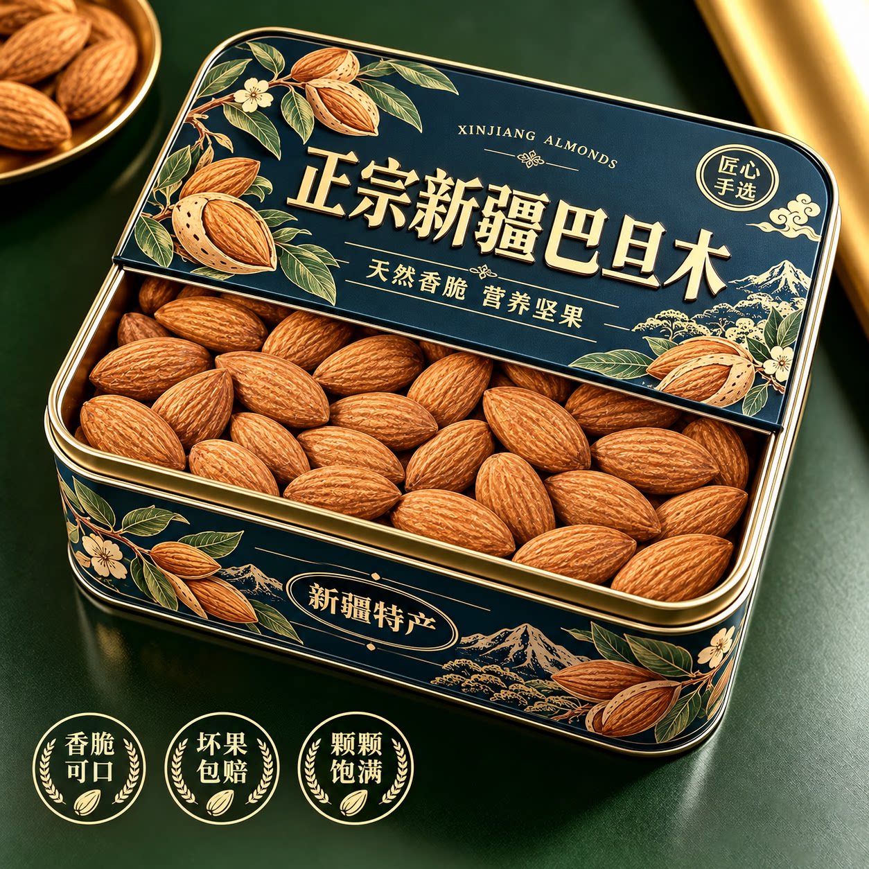 大颗粒原味NP巴旦木仁500g新货扁桃仁巴达木干果孕妇坚果炒货零食