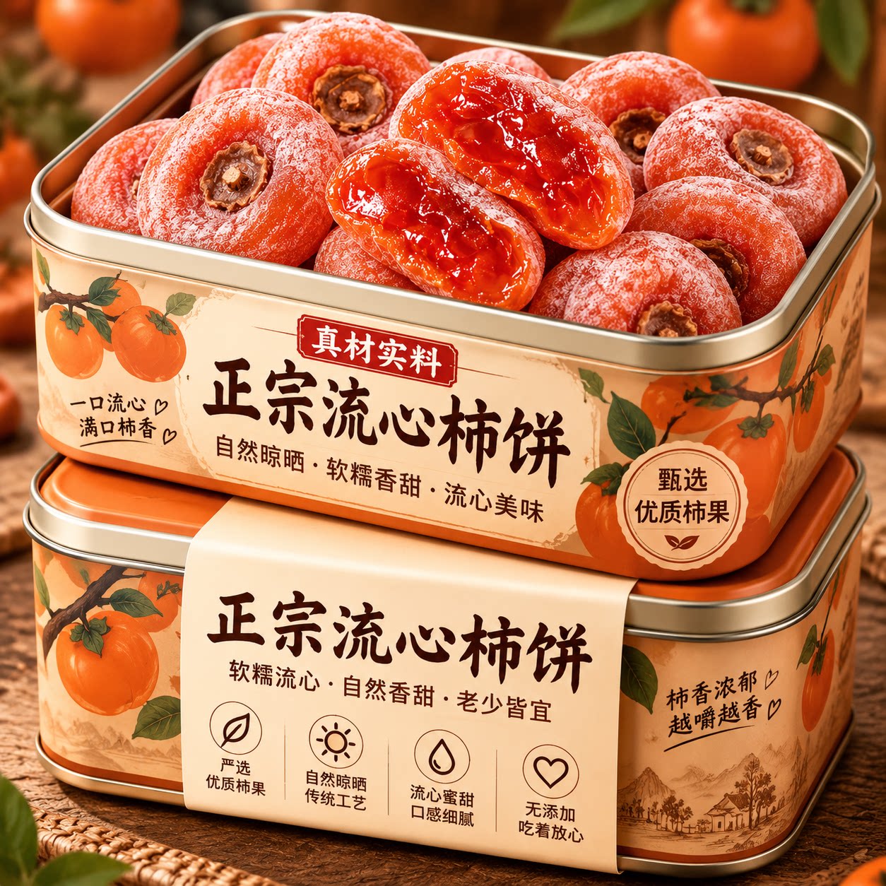 柿饼富平特级官方旗舰店独立包装陕西特产霜降流心吊柿子饼5斤装