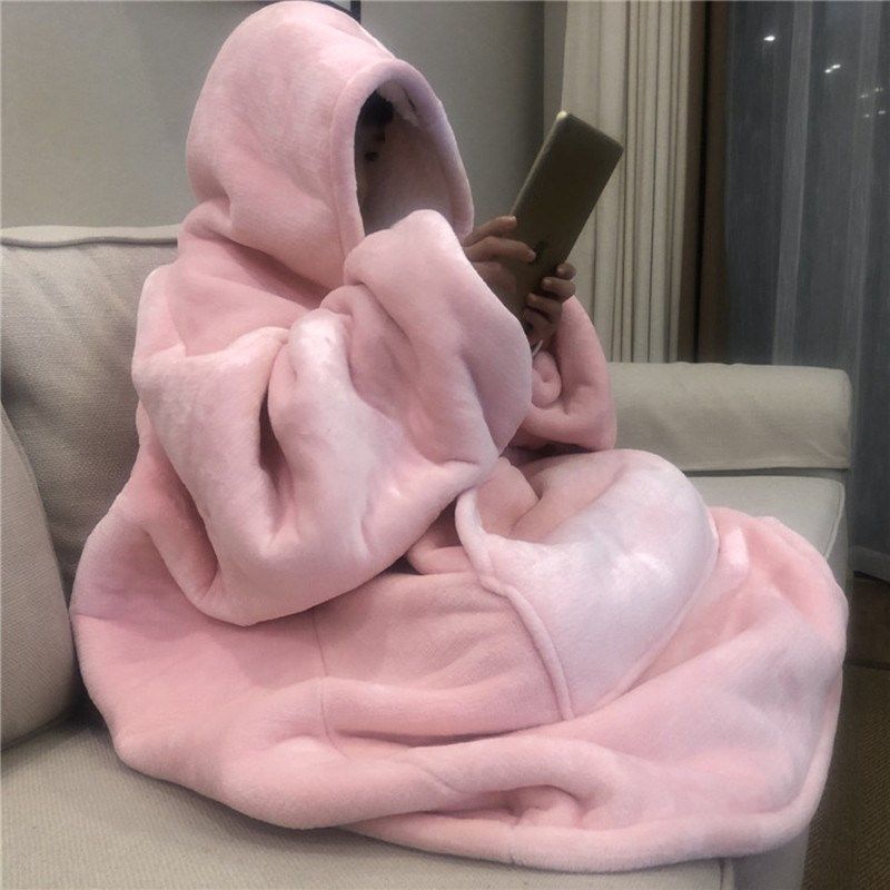 plush fleece sherpa blanket warm pocket hoodie tv blankets
