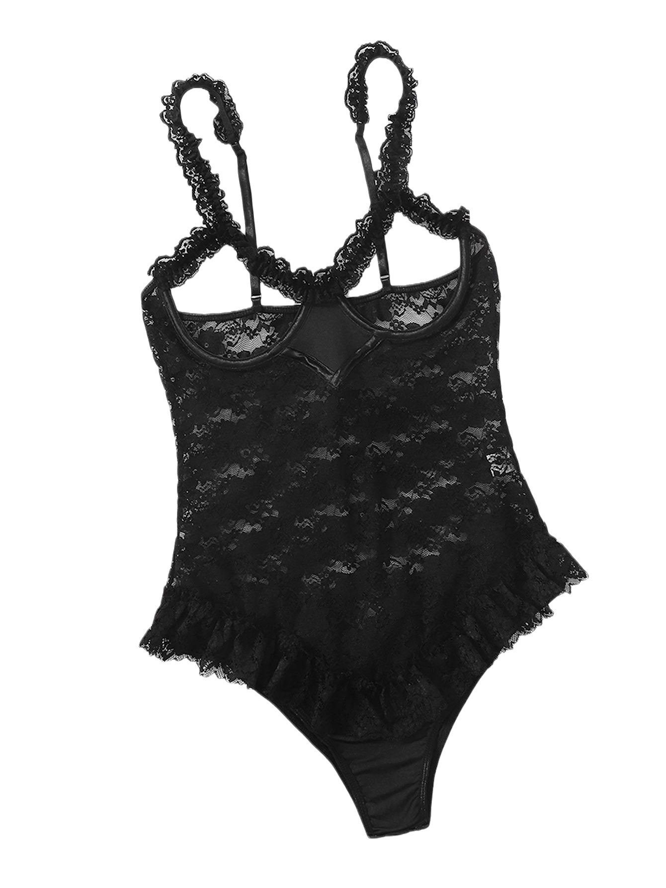 lace one-piece suspender underwear性感漏背蕾丝连体塑身内衣女