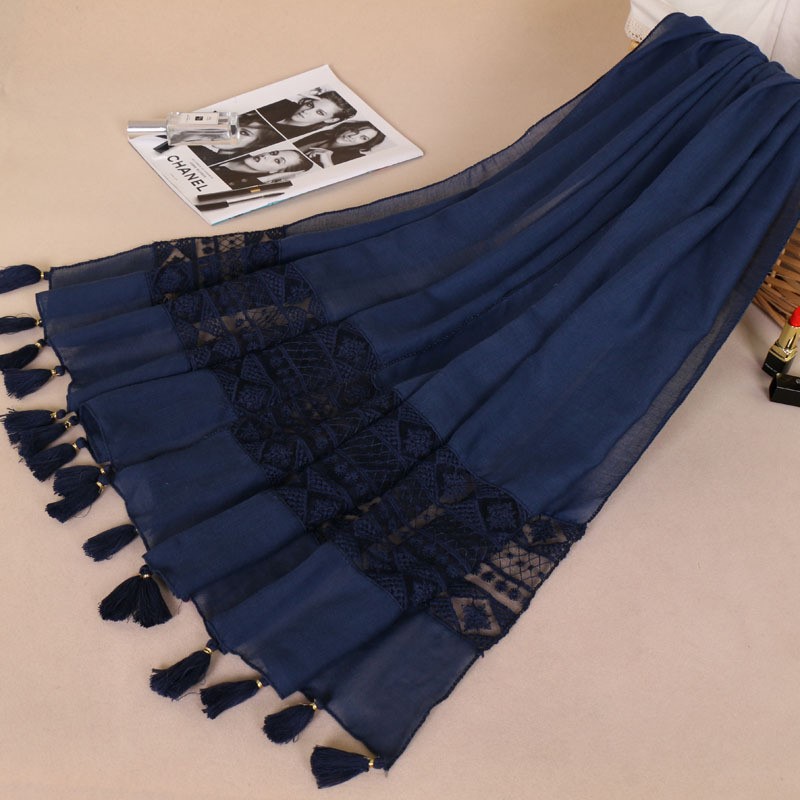 Thickened women lace scarf cotton linen shawl BS529棉麻披肩-封面