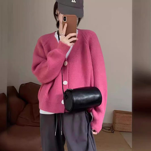 韩版纯色软糯百搭针织开