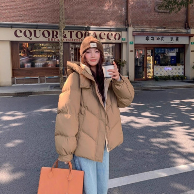 白色短款羽绒棉服女冬季2