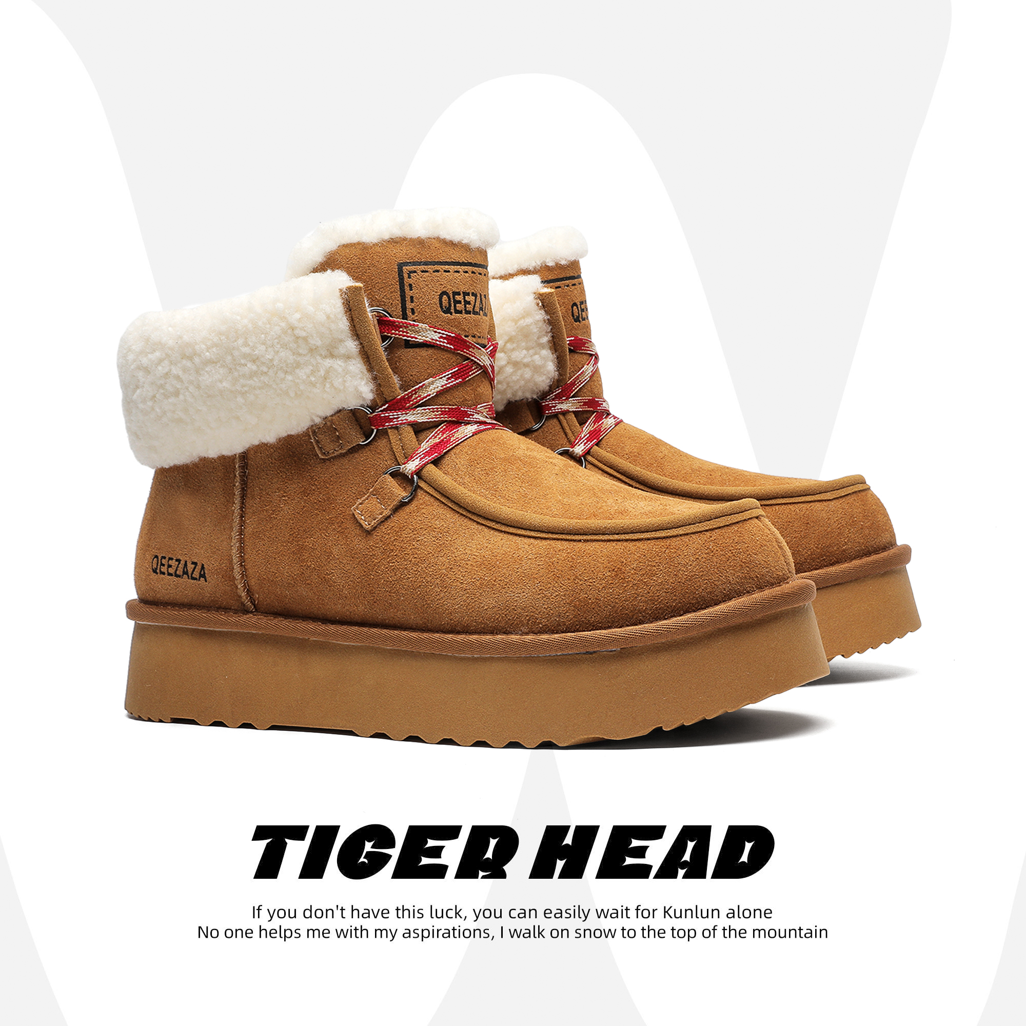 厚底雪地靴男女加绒加厚保暖棉鞋