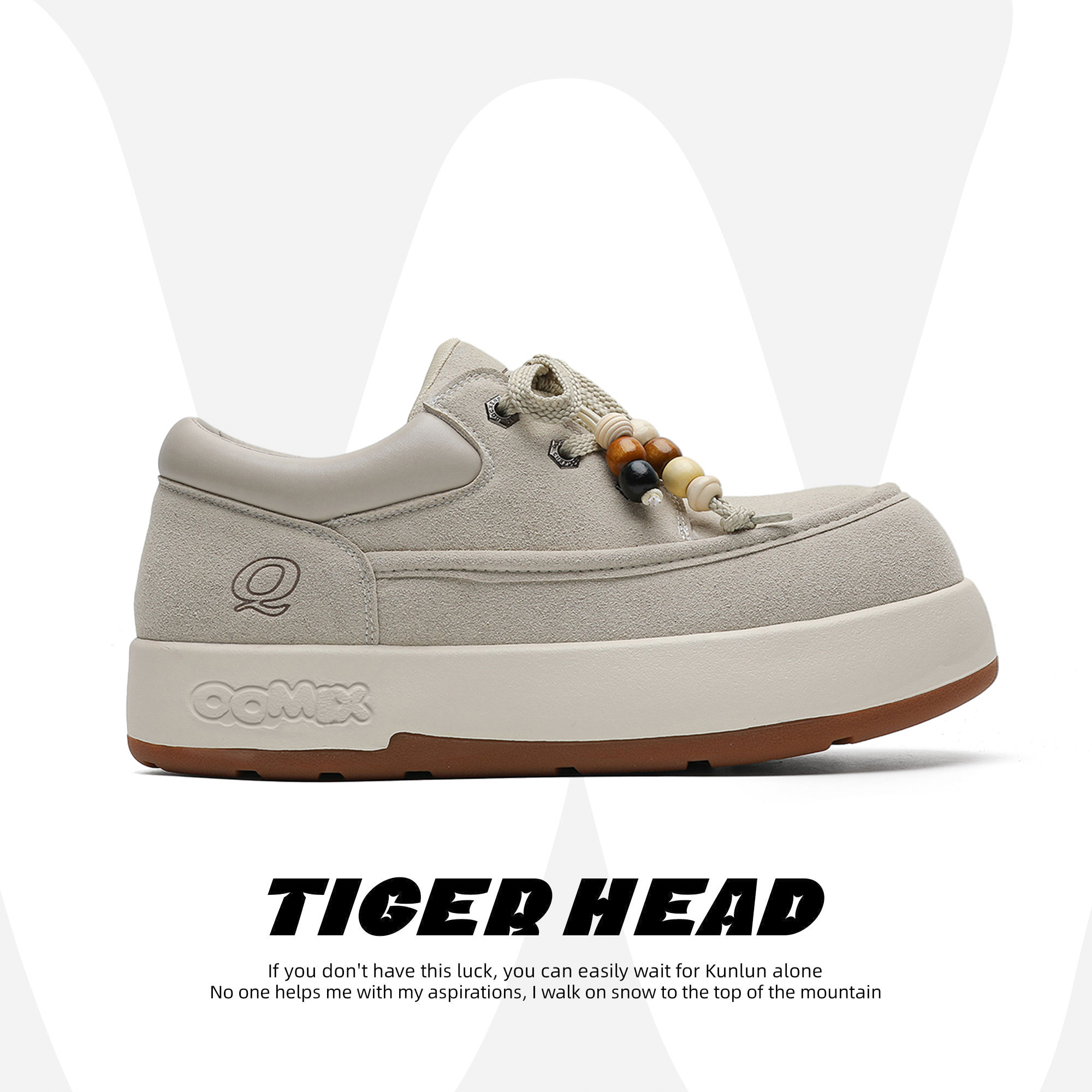 灰色袋鼠鞋厚底板鞋情侣面包鞋