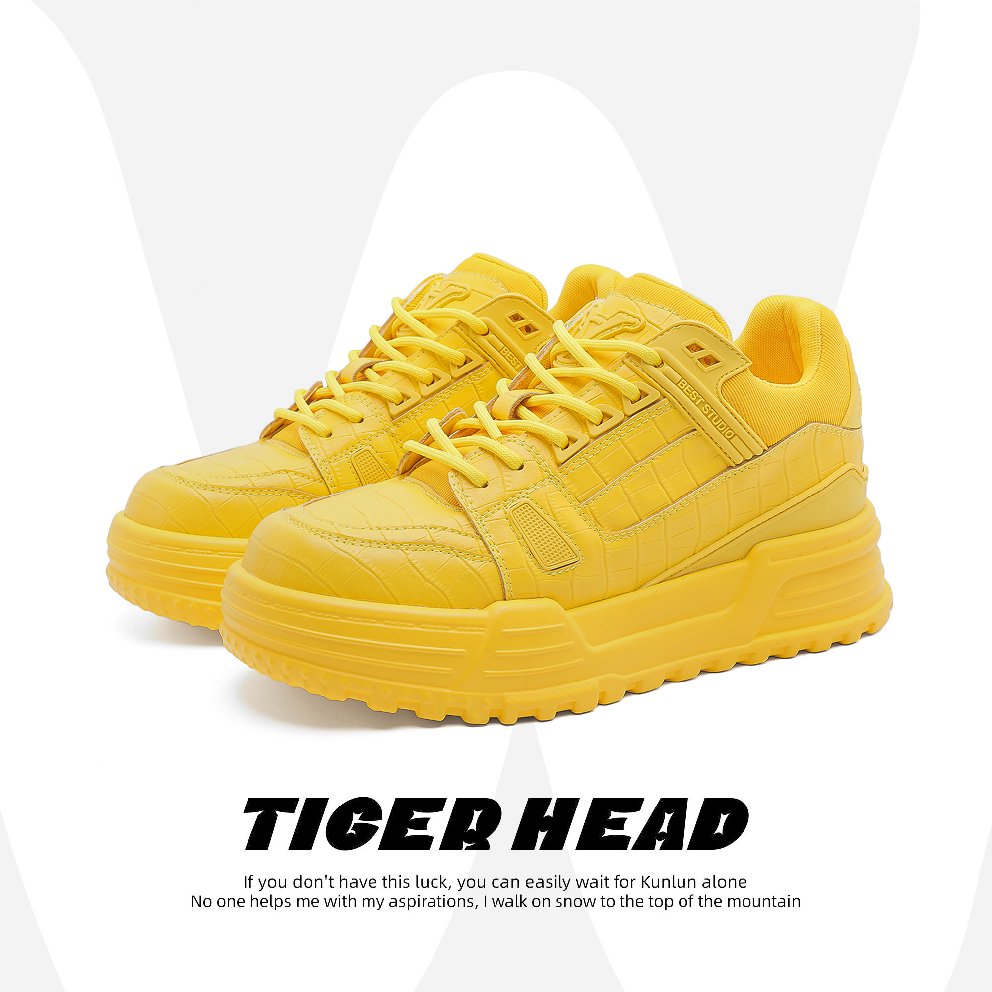 黄色7CM内增高板鞋原创休闲情侣