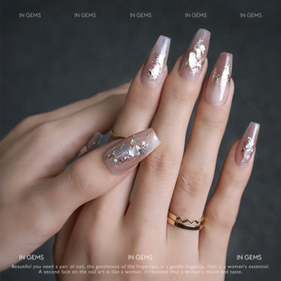 In Gems浪漫闪金美甲穿戴式可拆卸假指甲光疗贴片手工定制穿戴甲