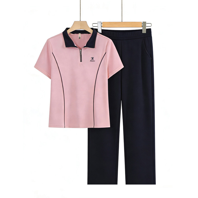 妈妈夏装运动服套装洋气polo衫中老年女装夏季短袖T恤休闲两件套
