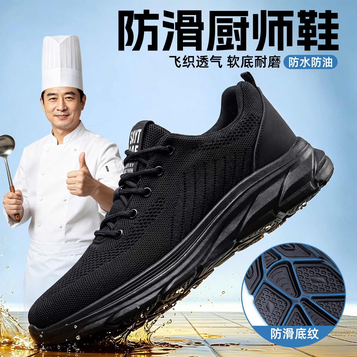防滑厨师鞋厨房上班专用工作鞋图片