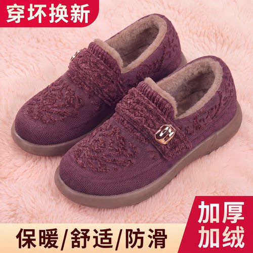 老北京布鞋女加绒防滑软底棉鞋