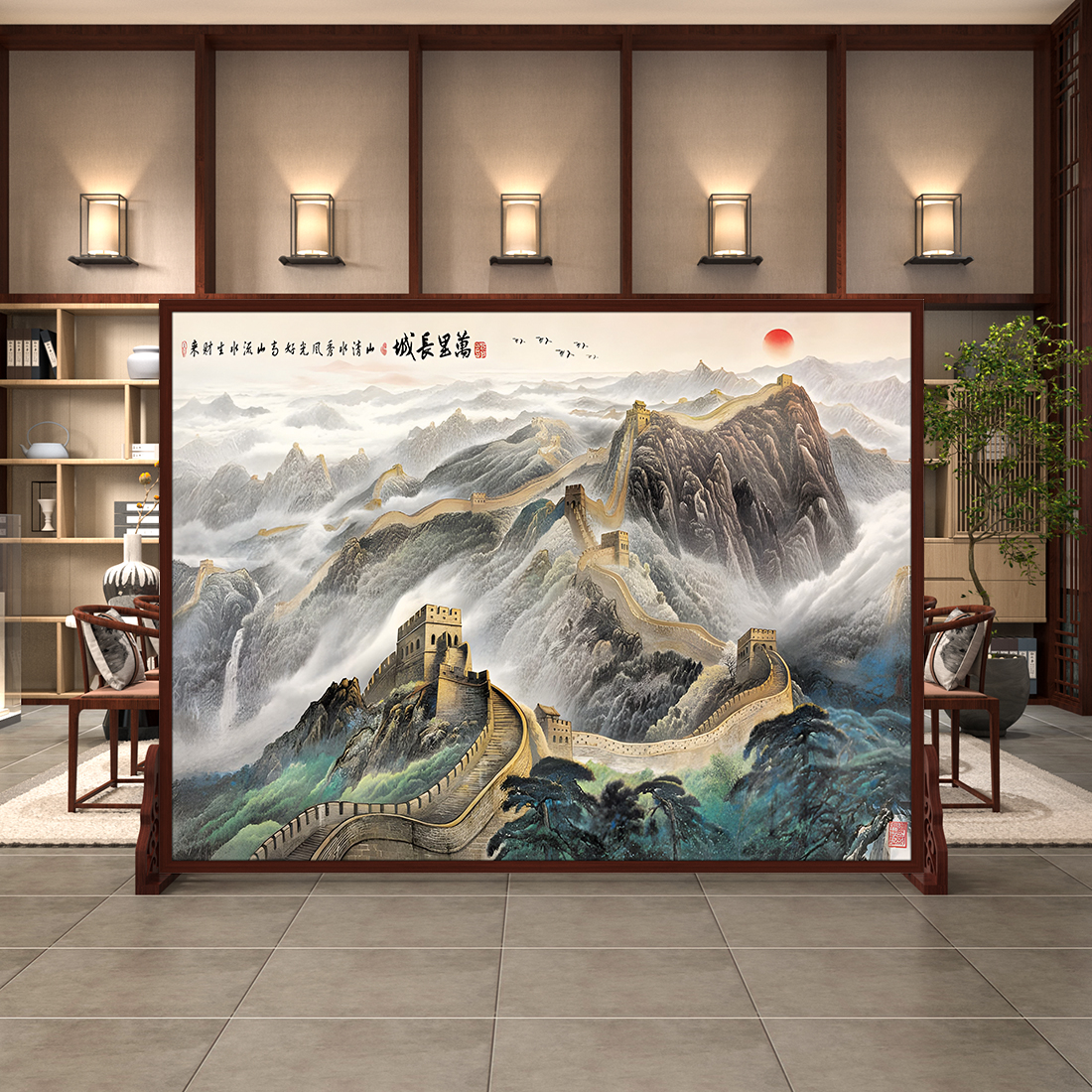 餐厅酒店公司屏风隔断定制座屏