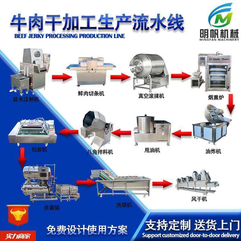 牛肉干全套设备 风干牦牛干薄脆生产线 商用手撕五香牛肉干滚揉机