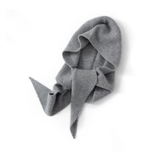 韩版连帽围巾一体针织披肩女士外搭纯色百搭搭配大衣帽子围巾潮流