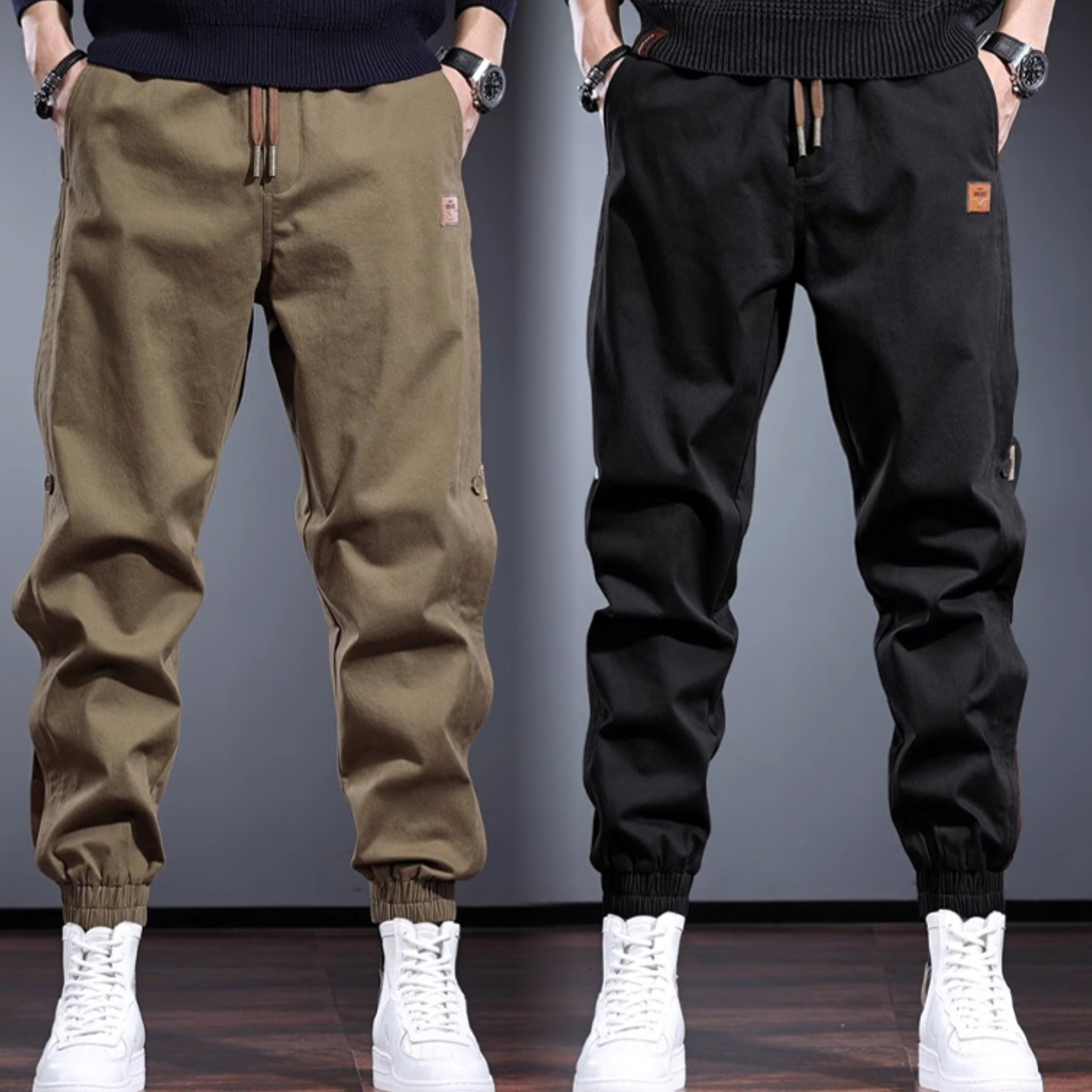 新款潮牌工装裤男宽松束脚休闲裤春秋季设计感小众裤子男哈伦裤潮,男装,休闲裤,淘宝优惠券,粉丝福利购,淘宝优惠卷