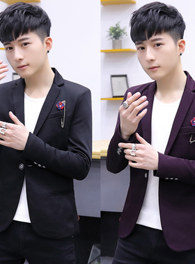 155帅T小码男装矮小个子S号XS码小西装修身短款小西服男韩版外套