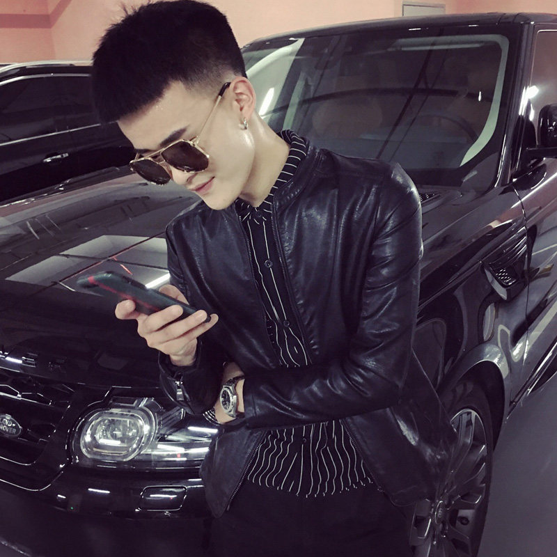 秋冬小伙紧身外套150小码PU皮机车服155XS矮个子S立领短款皮衣男