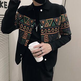 外套155 开衫 160帅t小码 青年拼色翻领痞帅针织毛衣男矮个子S号XS码