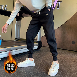XS码 26码 27百搭运动卫裤 冬季 束脚裤 加绒厚休闲裤 男哈伦修身 潮 小码
