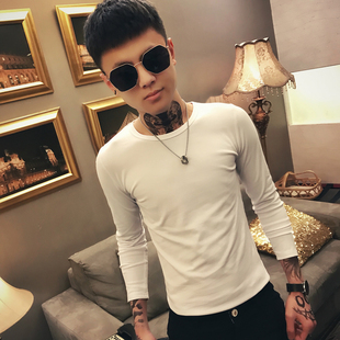 155帅T矮个子小码长袖t恤男S码XS韩版纯色百搭紧身半截袖上衣服秋