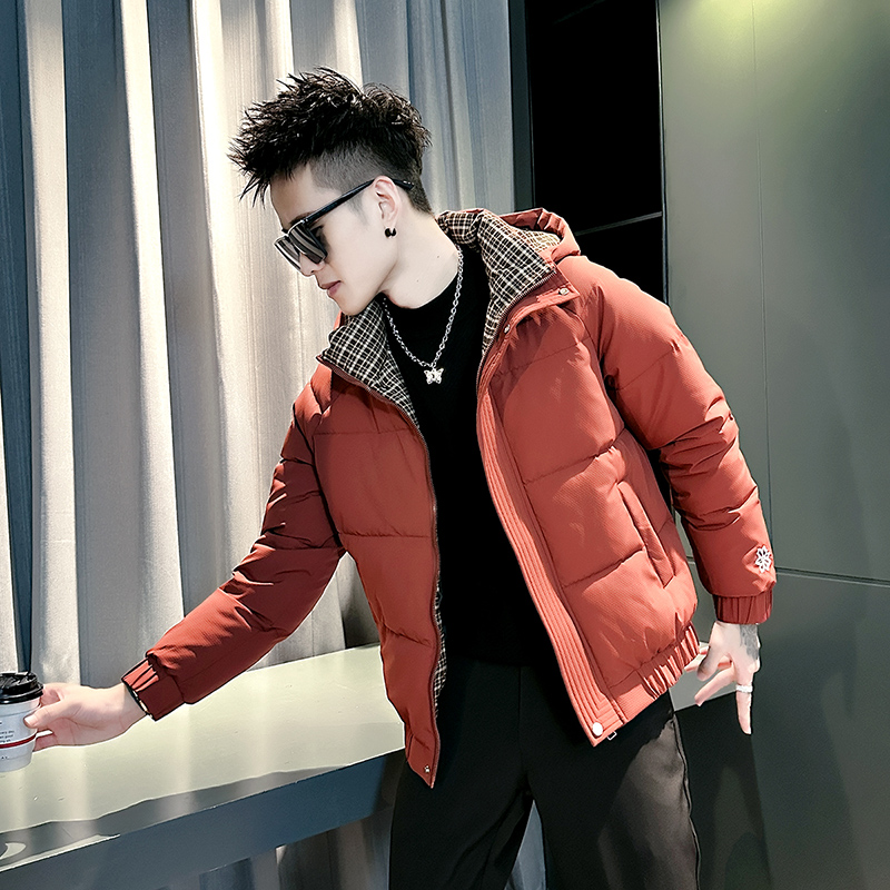 冬季小码连帽棉服男XS号矮小个子S款修身棉衣刺绣袄子保暖外套155