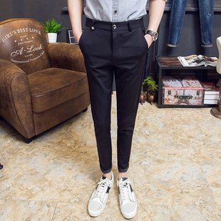 商务休闲裤 子26码 27修身 发型师小码 九分裤 男韩版 小脚西装 八分西裤