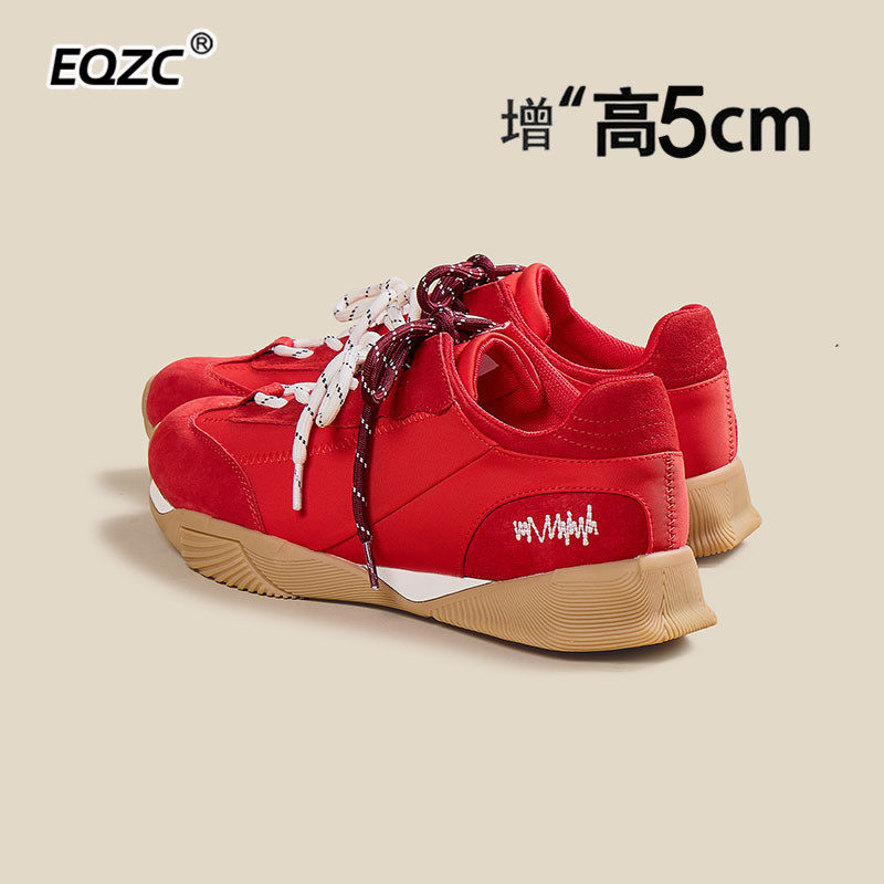 【增高5cm】轻奢本命年红德训鞋女2026新款厚底百搭休闲运动鞋女