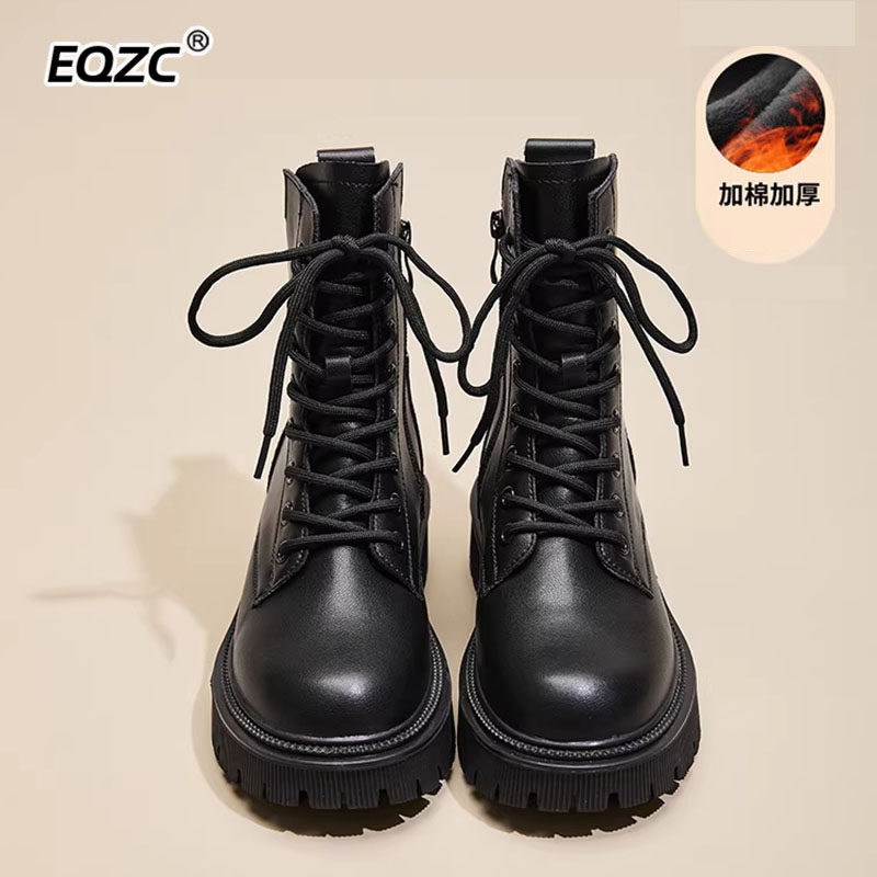 高端黑色马丁靴女款2026新款春秋单靴英伦风短靴厚底加绒靴子爆款