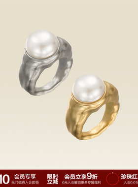 SOFTROOM高岭石贝珠戒指手作自然肌理复古小众原创设计极简高级感