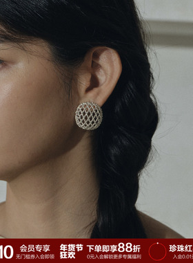 SOFT ROOM镂空满月耳环网格纹耳饰女小众设计高级感轻奢礼物配饰