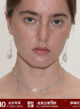 SOFTROOM天然灰珍珠丝带水晶锁骨链项链小众设计