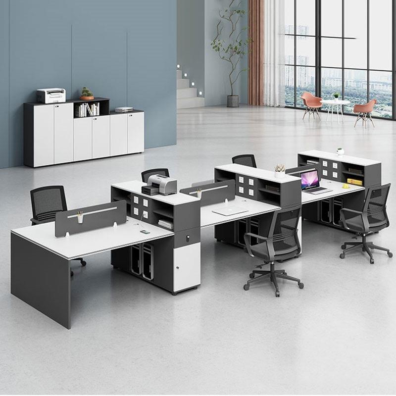 职员椅公桌简约现代办带单人位4/6人员AM-98工财务电脑桌组合卡座