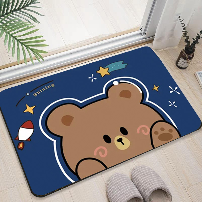 发光熊硅藻泥吸水垫卡通淋浴房脚垫卫生间门口防滑地垫厕所门垫