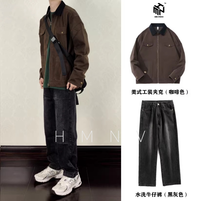 HMN Studio底特律工装夹克男秋冬美式高街痞帅高级感情侣休闲外套图片