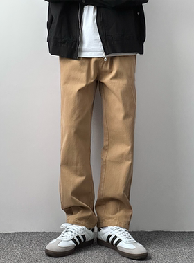 HMN Studio日系百搭宽松纯棉牛仔裤休闲纯棉简约纯色垂感长裤潮