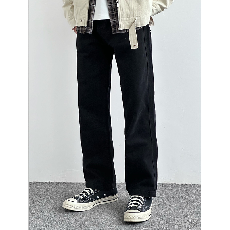 HMN Studio美式复古宽松直筒水洗牛仔裤显瘦黑牛休闲百搭长裤流行