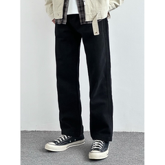 HMN Studio美式复古宽松直筒水洗牛仔裤显瘦黑牛休闲百搭长裤流行
