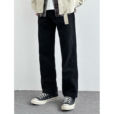 HMN Studio美式复古宽松直筒水洗牛仔裤显瘦黑牛休闲百搭长裤流行