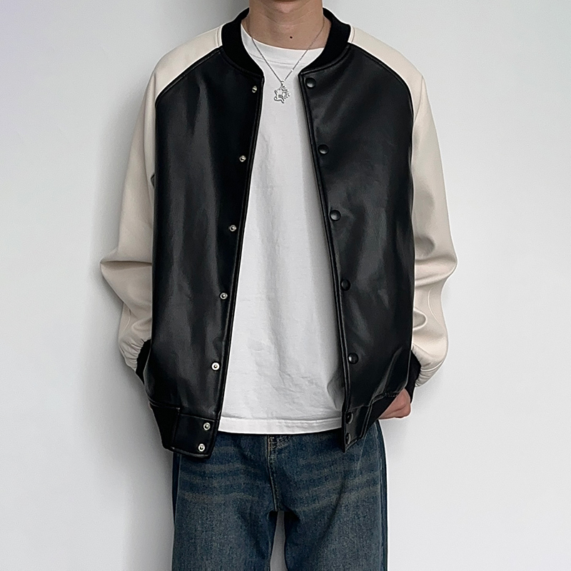 HMNPU皮插肩复古棒球服