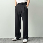 HMN 宽松阔腿百搭休闲裤 Studio日系复古直筒裤 男通勤垂感透气西裤
