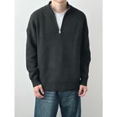 宽松保暖套头针织衫 HMN Studio日系复古慵懒风半拉链毛衣男冬季