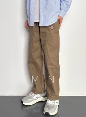 HMN Studio2024春季新款日系休闲松紧直筒裤宽松简约百搭工装裤男