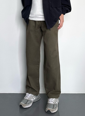 HMN Studio2024春季新款抽绳松紧腰宽松休闲直筒长裤工装裤男