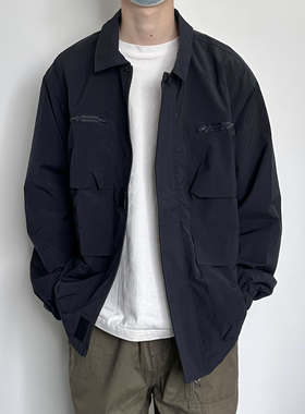 HMN Studio日系工装多口袋廓形夹克宽松休闲轻机能翻领外套上衣