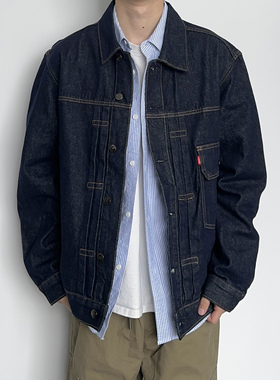 HMN Studio日系复古工装牛仔外套男春秋潮牌宽松百搭休闲夹克上衣