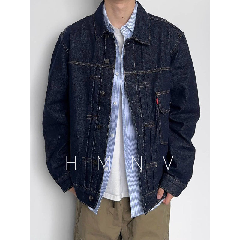 HMN Studio日系复古工装牛仔外套男春秋潮牌宽松百搭休闲夹克上衣