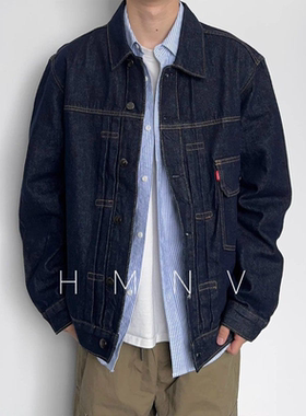 HMN Studio日系复古工装牛仔外套男春秋潮牌宽松百搭休闲夹克上衣