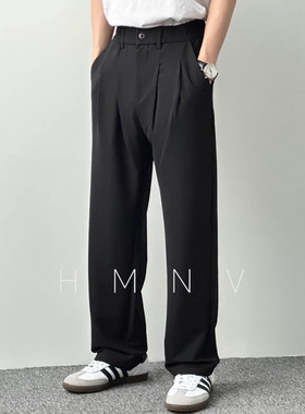 HMN Studio日系复古直筒裤男通勤垂感透气西裤宽松阔腿百搭休闲裤