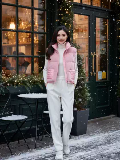 European and American Teddy Plush Short Soft Pocket down Vest White Goose down Warm Loose Fluffy Sleeveless Jacket