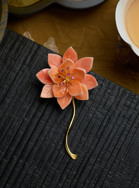 李师傅~曦莲中式国风莲花手作胸针复古优雅胸花高档服装女配饰
